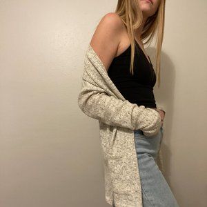 LAST CHANCE!!! Cream White Speckled Knit Cardigan